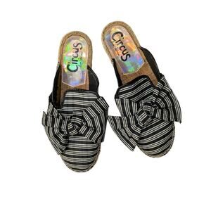Circus by Sam Edelman Lulu Espadrille Bow Slide Mules Stripe Size 10